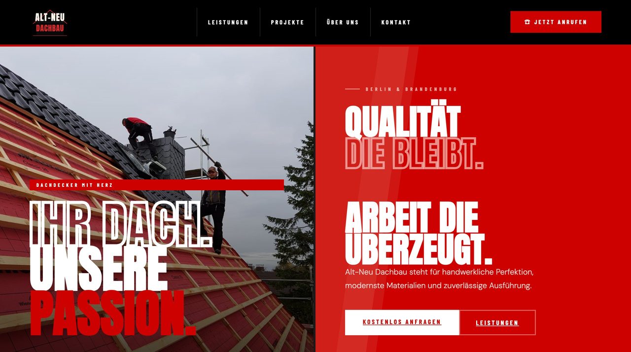 Website von Alt-Neu Dachbau auf MacBook