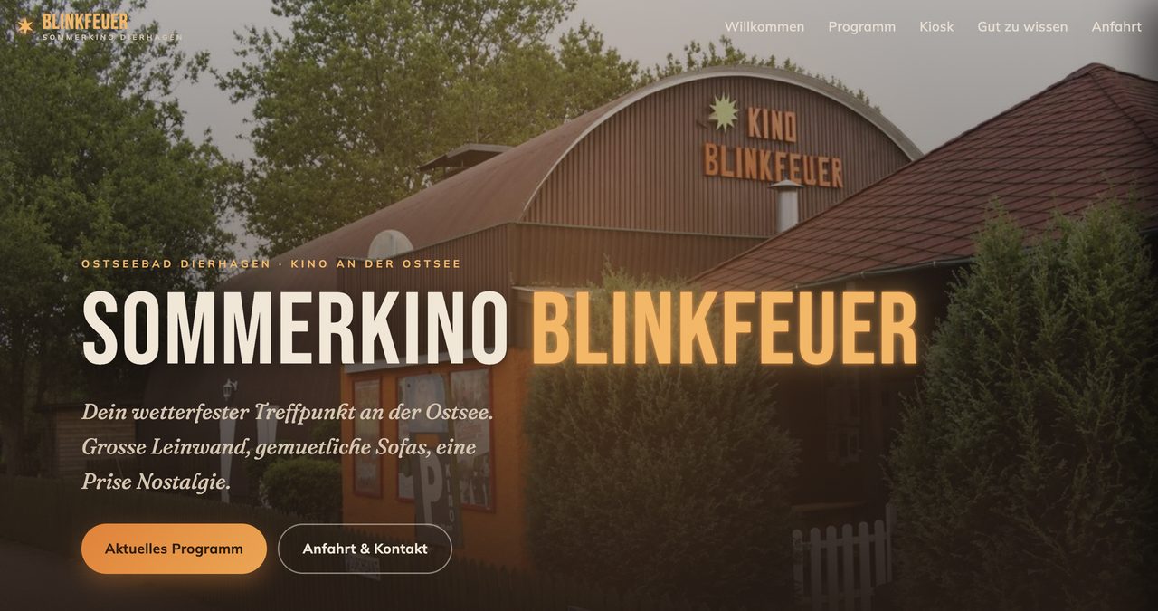 Website von Sommerkino Blinkfeuer auf MacBook